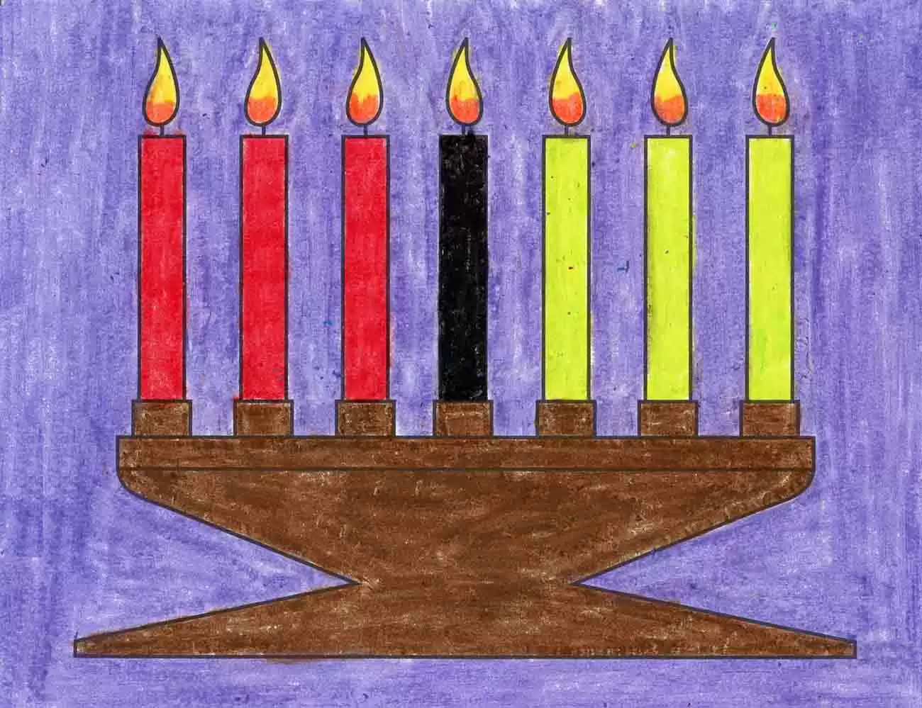 Easy How to Draw Kwanzaa Candles Tutorial and Kwanzaa Candles Coloring Page