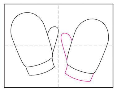 Easy How to Draw Mittens Tutorial and Mitten Coloring Page