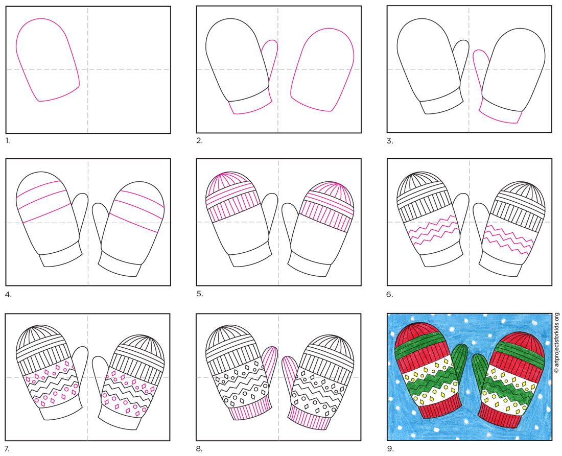 How to Draw Mittens · Art Projects for Kids