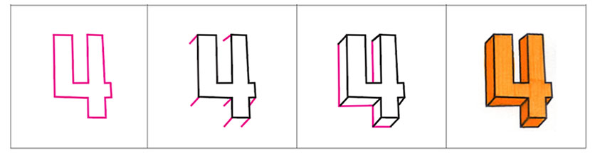 Easy How To Draw 3d Numbers Tutorial And 3d Numbers Coloring Page