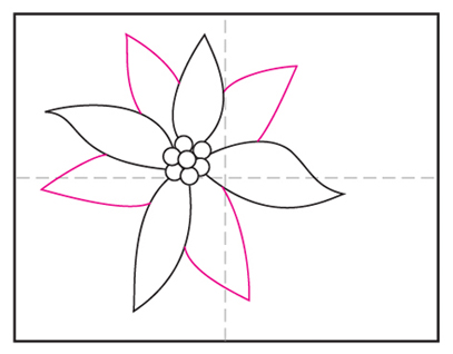 Easy How to Draw a Poinsettia Tutorial and Poinsettia Coloring Page