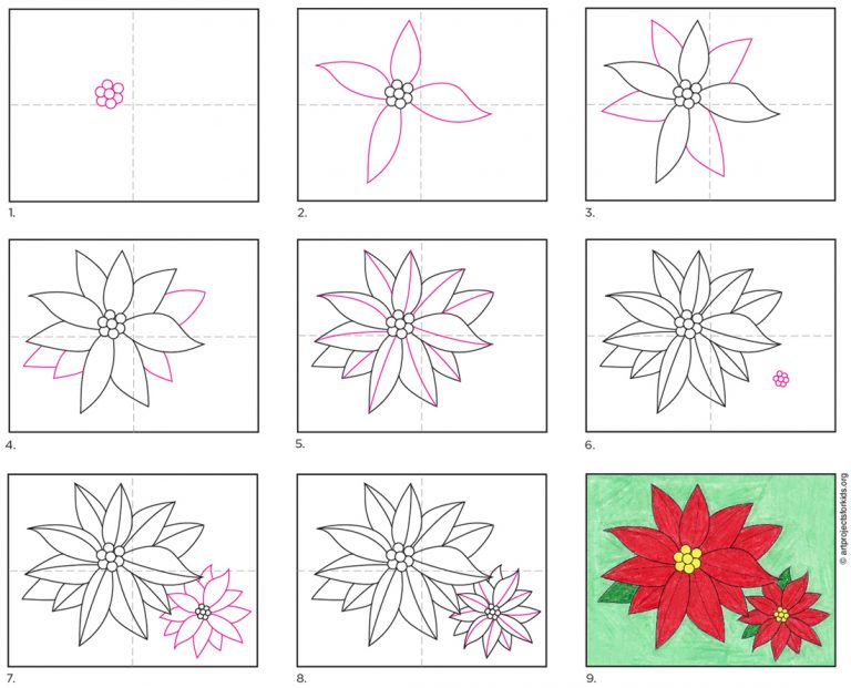 How to Draw a Poinsettia · Art Projects for Kids