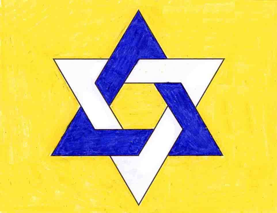 Easy How to Draw the Star of David Tutorial and Star of David Coloring Page