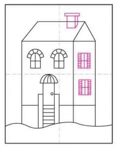 Easy How to Draw a Townhouse Tutorial & Townhouse Coloring Page