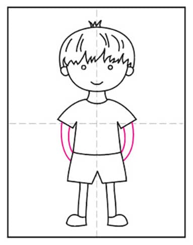 Easy How To Draw A Boy In Shorts Tutorial And Boy In Shorts Coloring Page Art Projects For Kids
