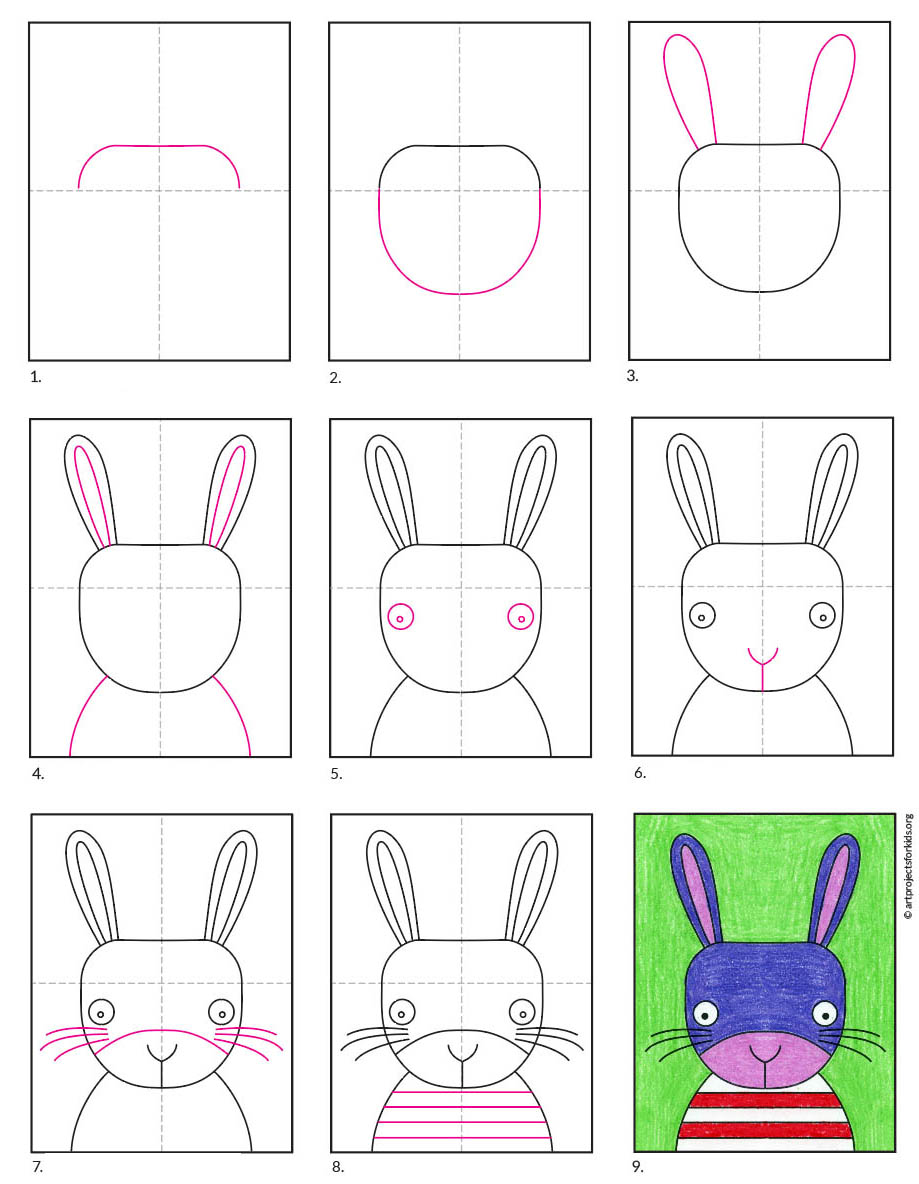 Draw A Cute Bunny Face Art Projects For Kids