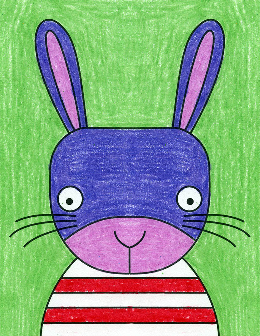Easy How to Draw a Bunny Face Tutorial and Bunny Face Coloring Page
