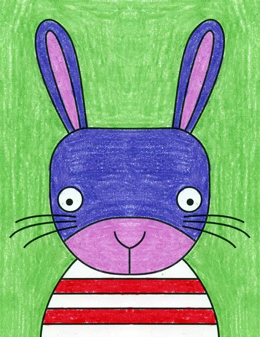 Easy How to Draw a Bunny Face Tutorial and Bunny Face Coloring Page