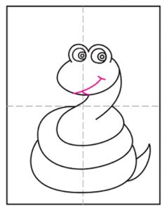 How to Draw an Easy Snake Tutorial and Snake Coloring Page