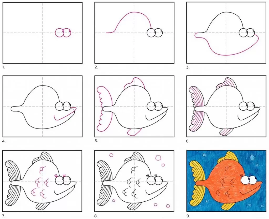 A step by step tutorial for how to draw an easy Cartoon Fish, also available as a free download.