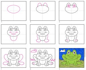 Easy How to Draw a Frog Tutorial and Frog Coloring Page