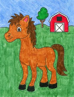 Easy How to Draw a Horse Tutorial Video and Horse Coloring Page