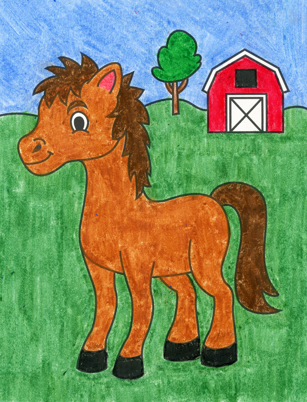 Easy Horse Drawing For Kids Jaleada Mapanfu