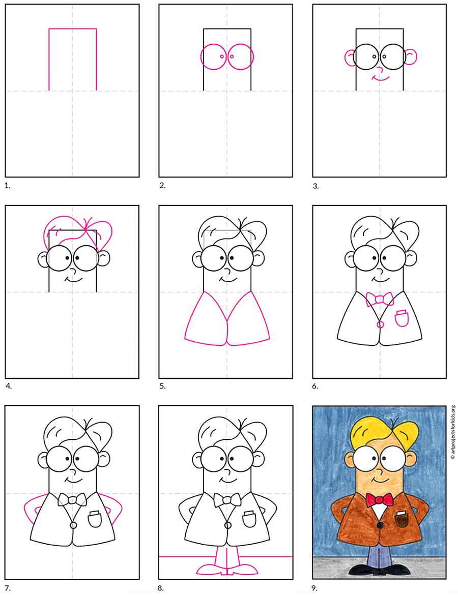 How To Draw A Cartoon Professor Art Projects For Kids