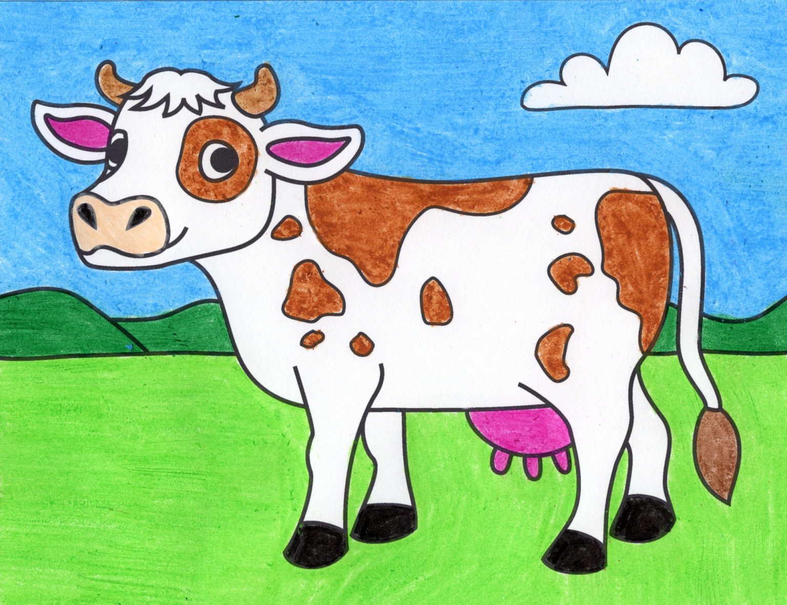 How To Draw A Cow Art Projects For Kids
