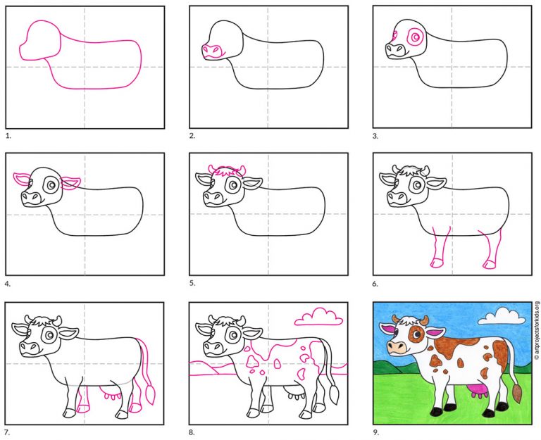 How to Draw a Cow · Art Projects for Kids