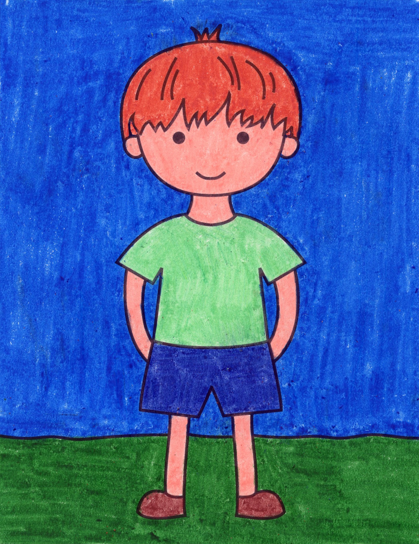 Easy How to Draw a Boy Tutorial and Boy Coloring Page