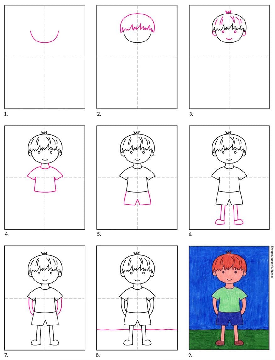 How To Draw A Boy In Shorts Art Projects For Kids