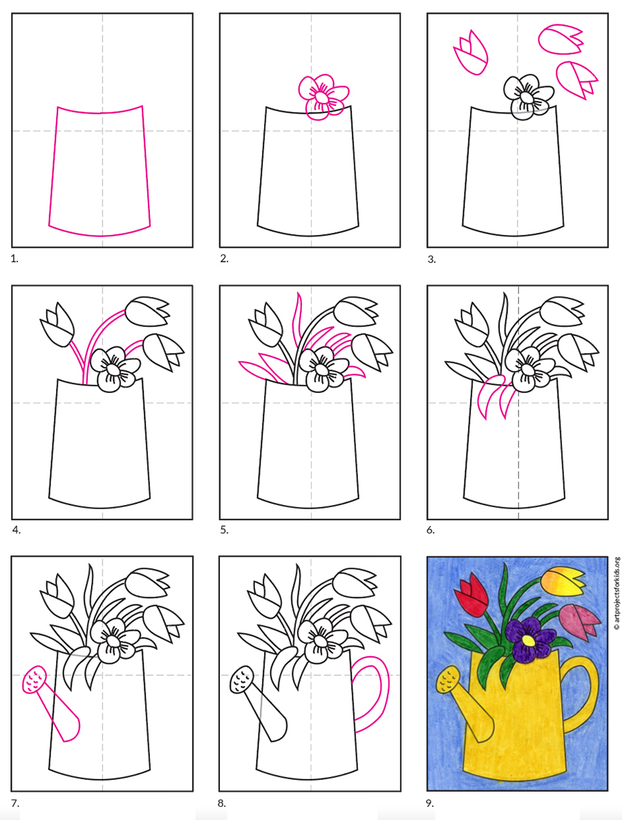 How To Draw A Bouquet Of Flowers Art Projects For Kids