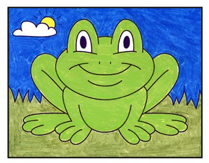 Easy How to Draw a Frog Tutorial and Frog Coloring Page