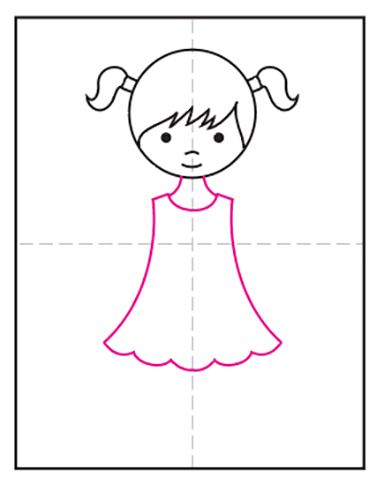 Easy How to Draw a Girl Tutorial Video and Girl Coloring Page