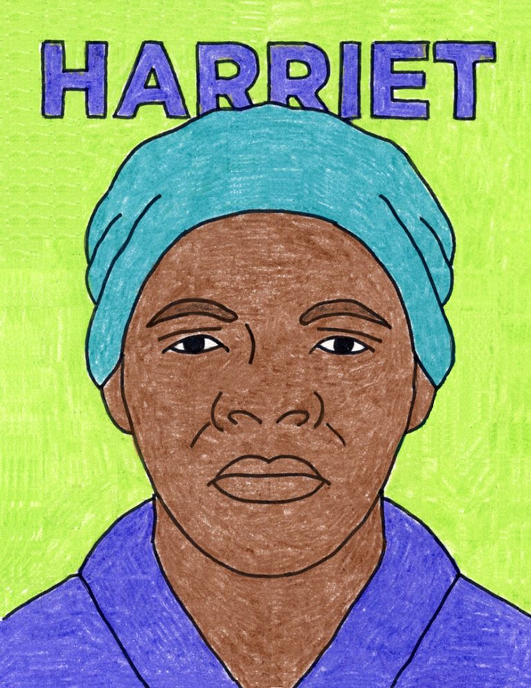 Easy How to Draw Harriet Tubman Tutorial Video and Harriet Tubman Coloring Page