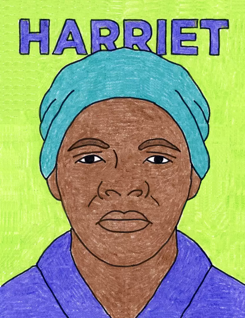 Easy How to Draw Harriet Tubman Tutorial and Harriet Tubman Coloring Page