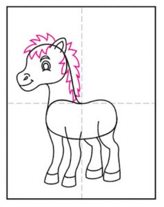 Easy How to Draw a Pony and Pony Coloring Page