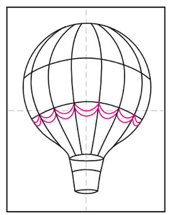 Easy How to Draw a Hot Air Balloon Tutorial and Coloring Page