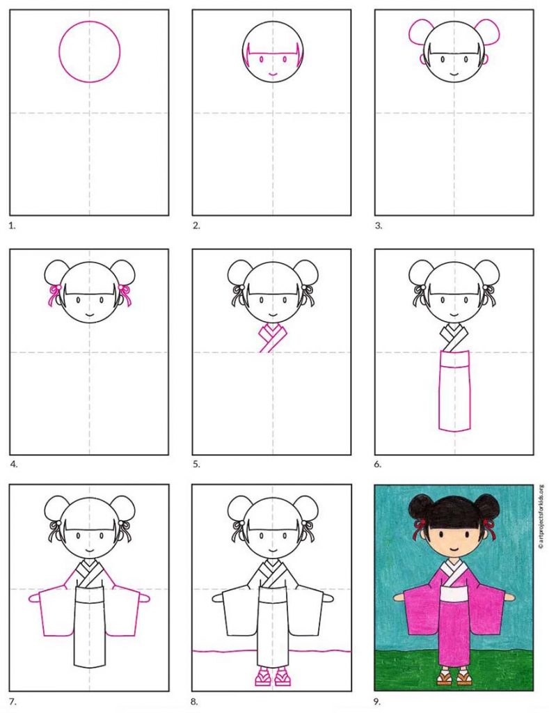 How to Draw a Kimono · Art Projects for Kids