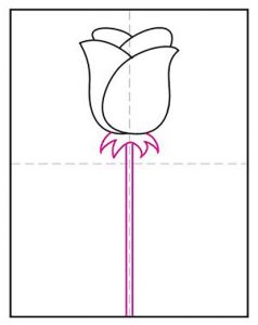 Easy How to Draw a Rose Tutorial Video and Rose Coloring Page