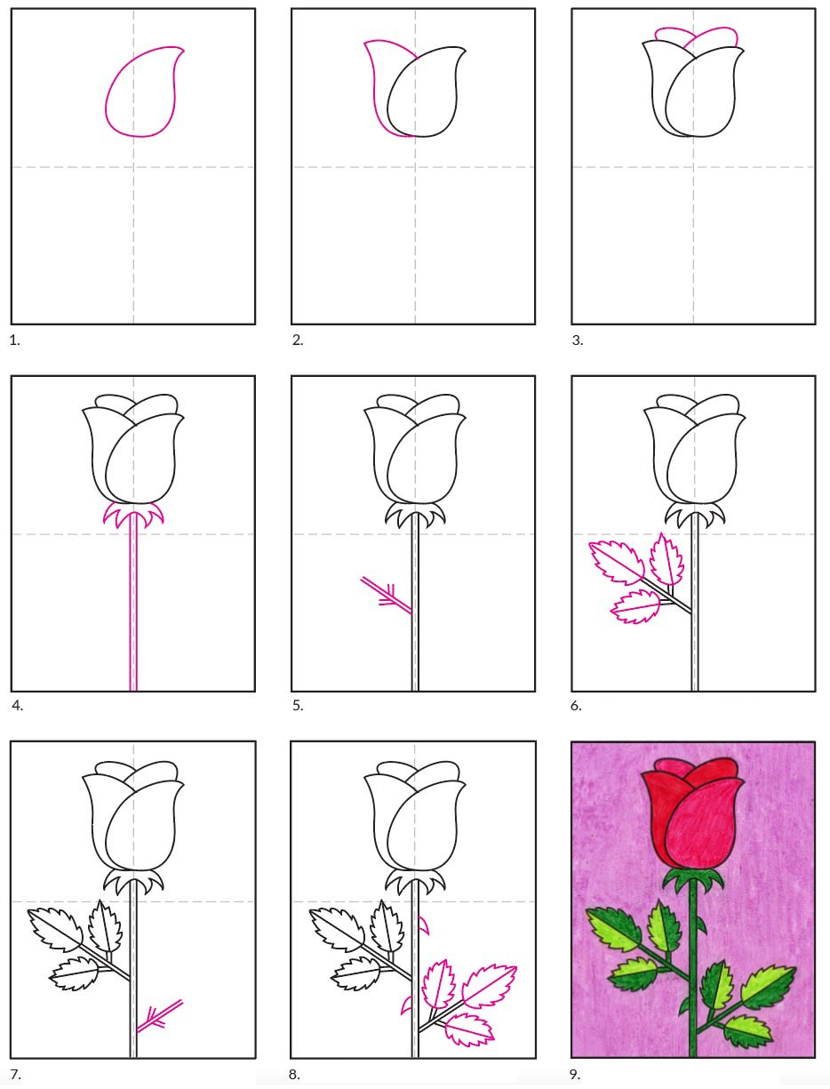 Easy Rose Drawing Art Projects For Kids