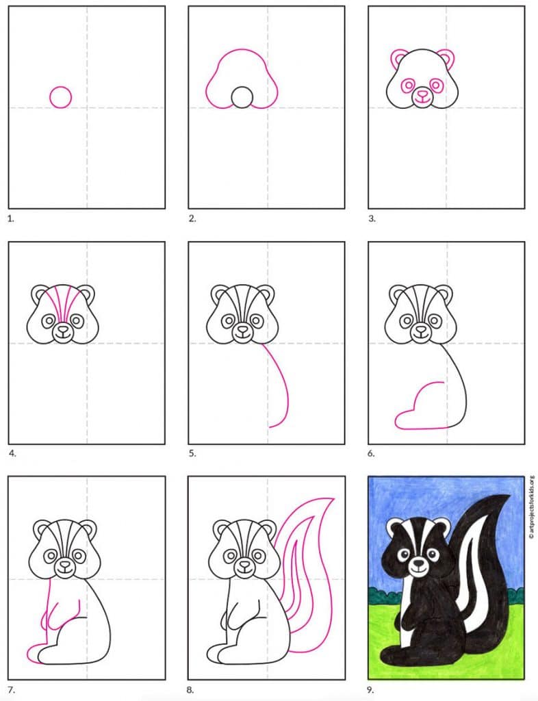 How to Draw a Skunk Â· Art Projects for Kids