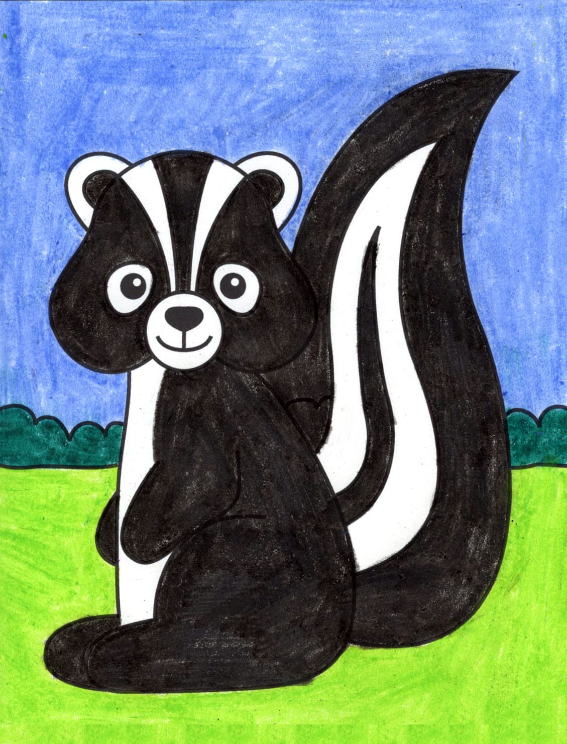 Easy How to Draw a Skunk Tutorial and Skunk Coloring Page