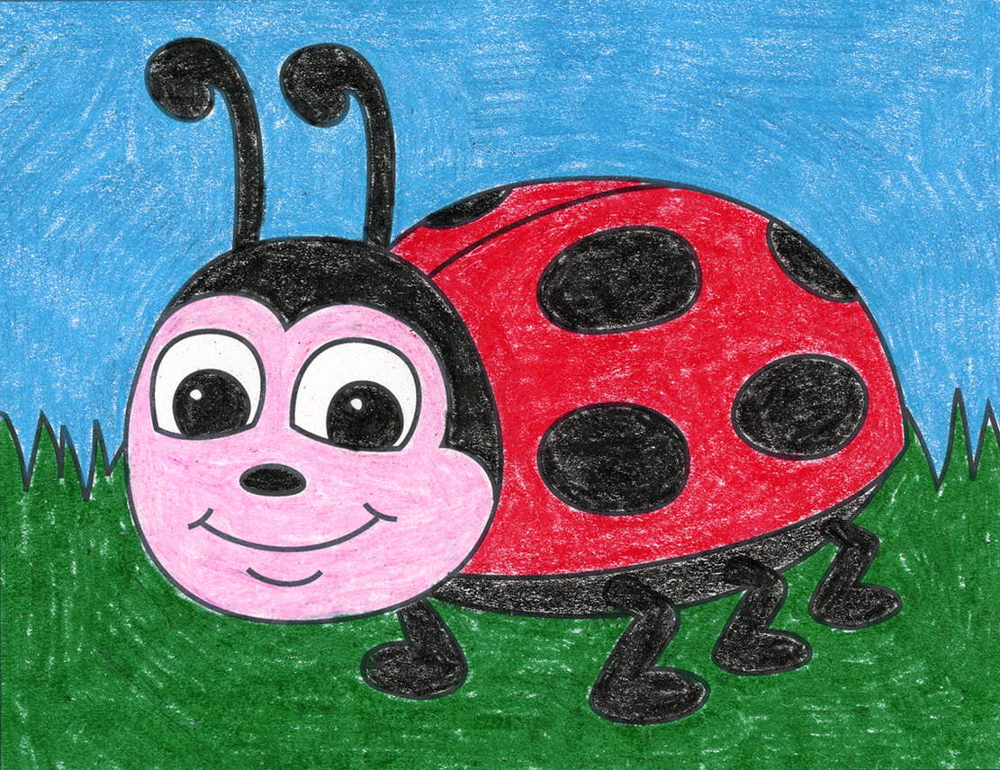 Easy How to Draw a Ladybug Tutorial and Ladybug Coloring Page