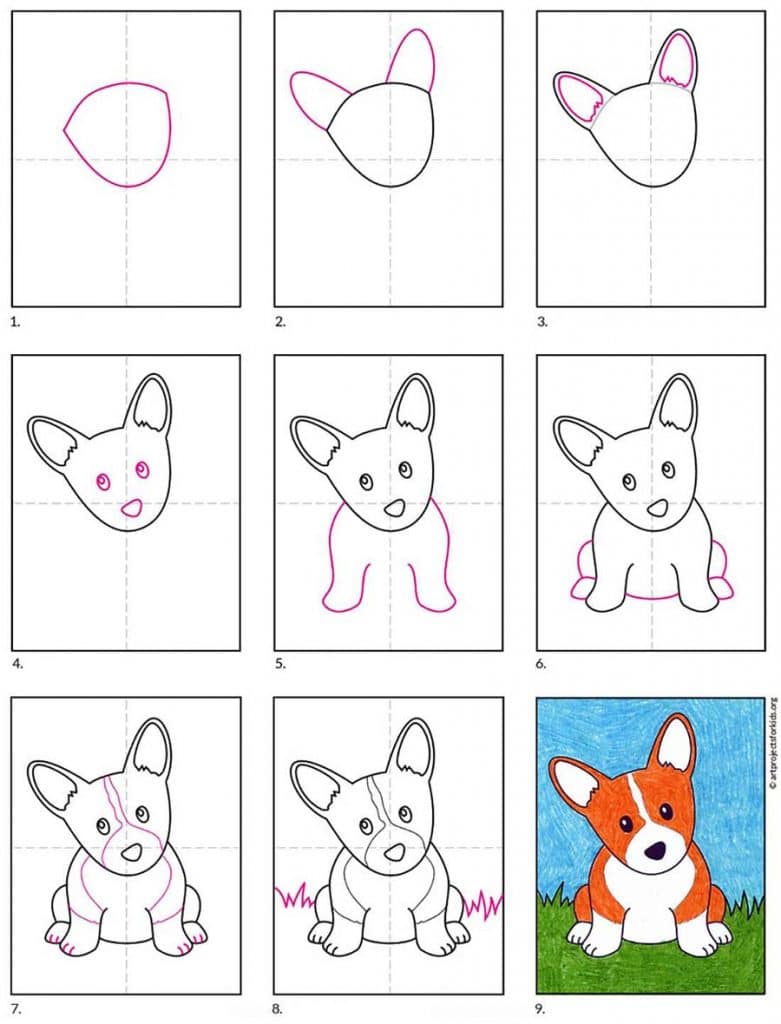 Easy How To Draw A Puppy Tutorial And Puppy Coloring Page