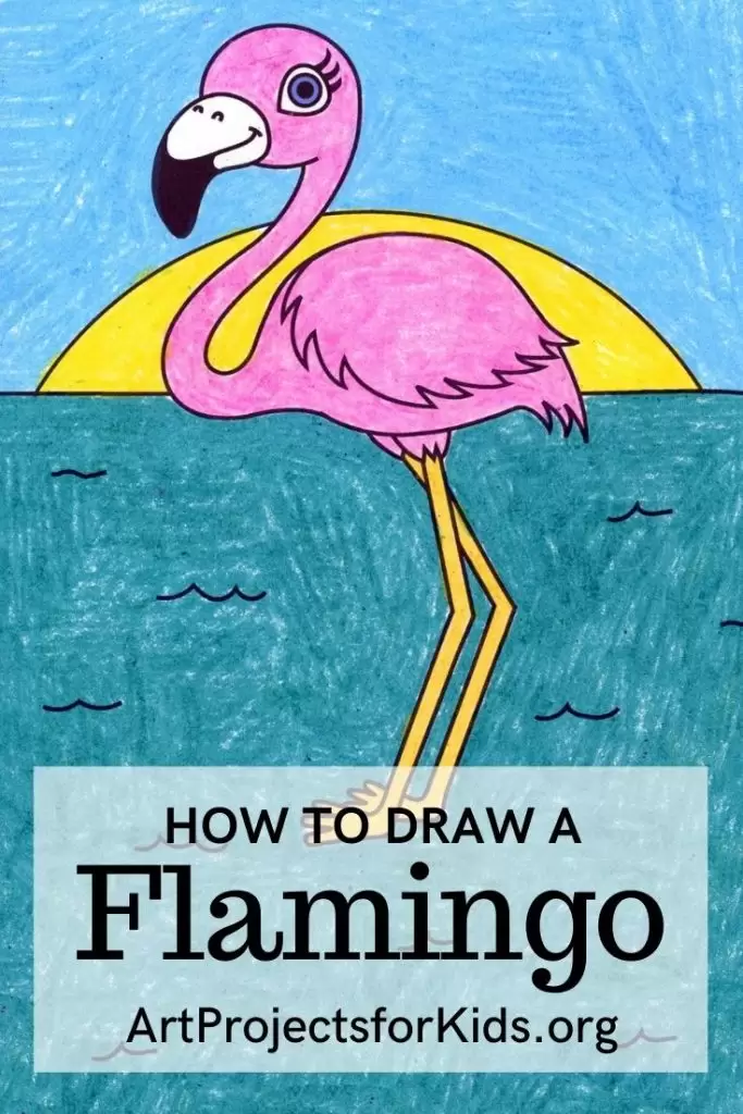 Простой учебник по рисованию фламинго и страница раскраски фламинго