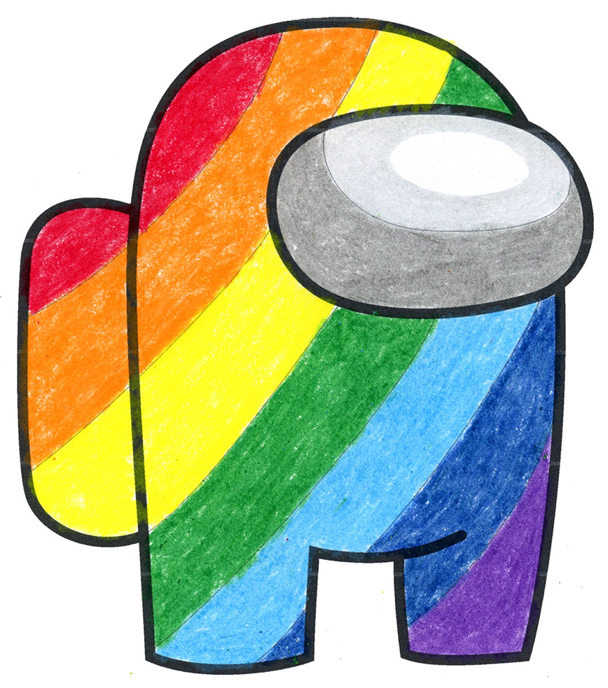 Draw An Among Us Crew Mate Rainbow Style Art Projects For Kids