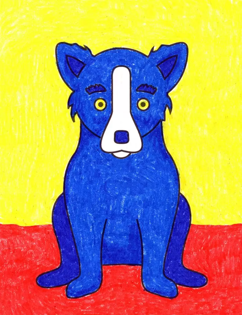 A drawing of Blue Dog, made with the help of an easy step by step tutorial.