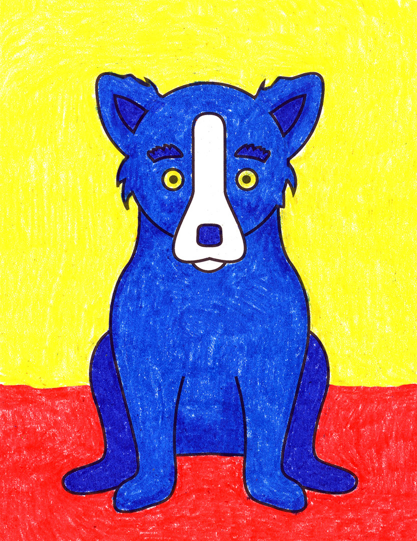 Easy How to Draw a Blue Dog Tutorial and Blue Dog Coloring Page