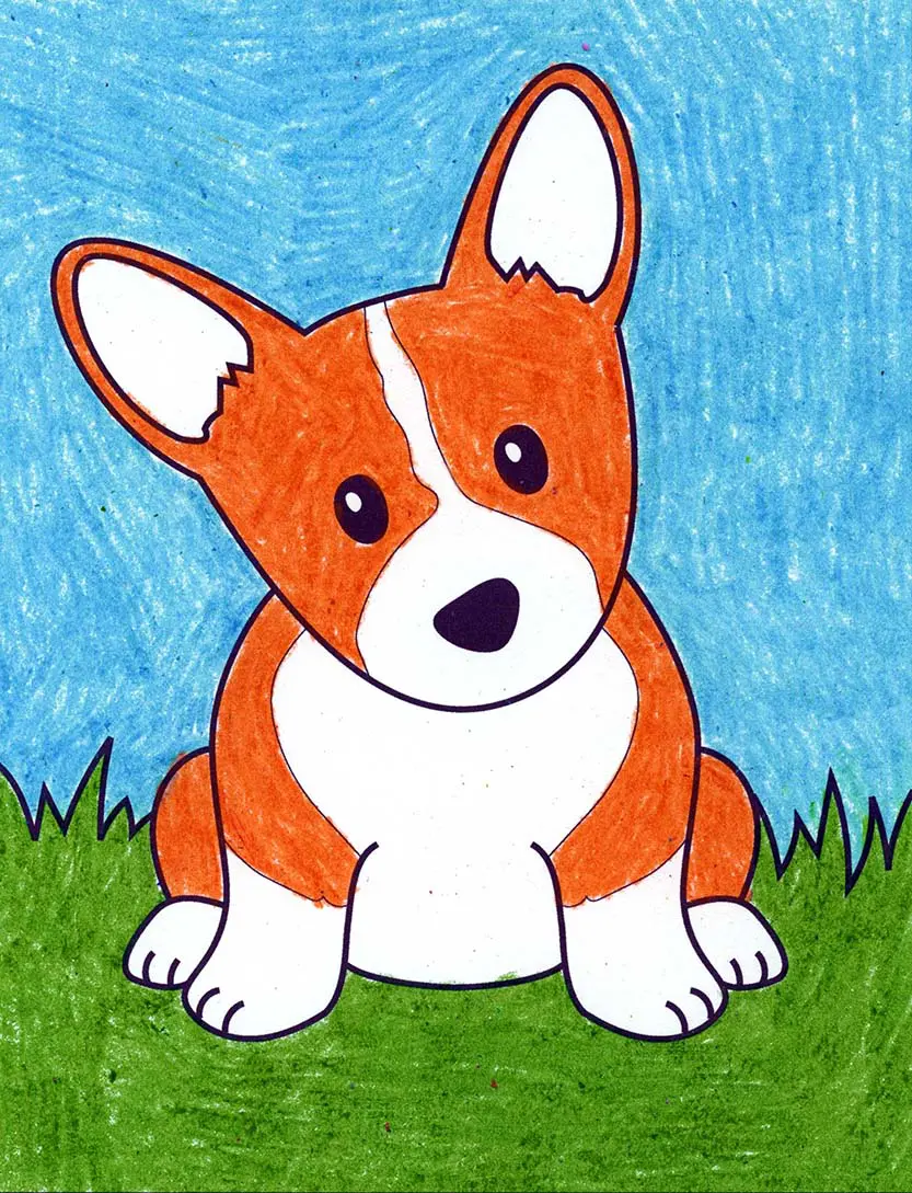 Easy How to Draw a Puppy Tutorial and Puppy Coloring Page