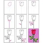 Easy How to Draw a Rose Tutorial Video and Rose Coloring Page