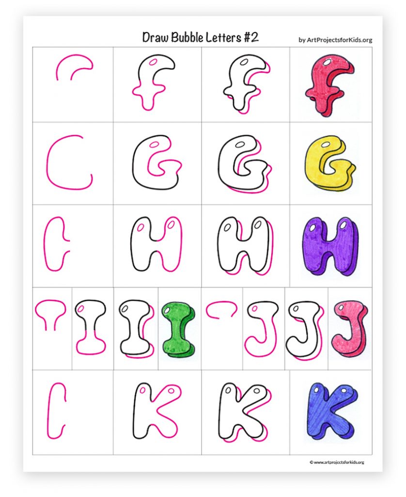 how to draw bubble letters a z step by step