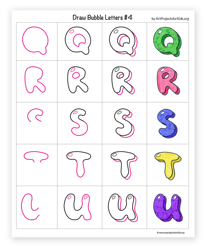 How To Draw Bubble Letters Art Projects For Kids