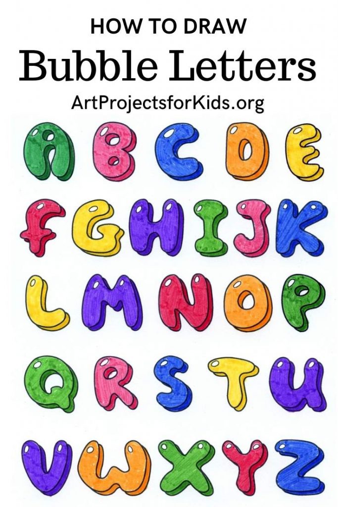 Easy How To Draw Bubble Letters Tutorial And Coloring Page