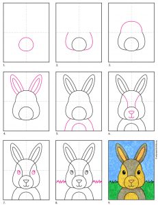 Easy How to Draw a Bunny Tutorial Video & Bunny Coloring Page