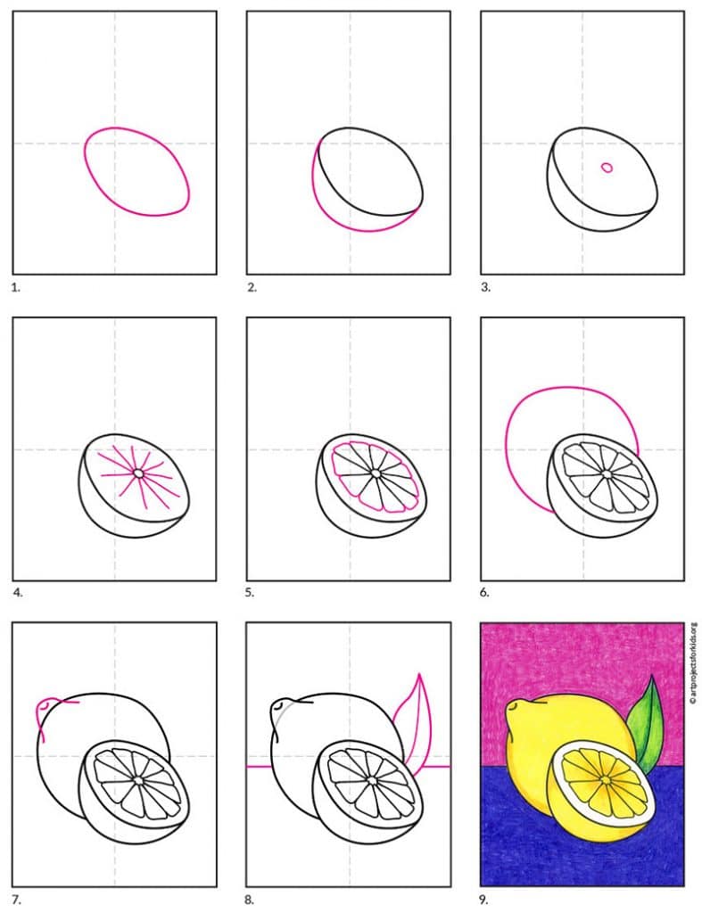 Easy How to Draw a Lemon Tutorial · Art Projects for Kids