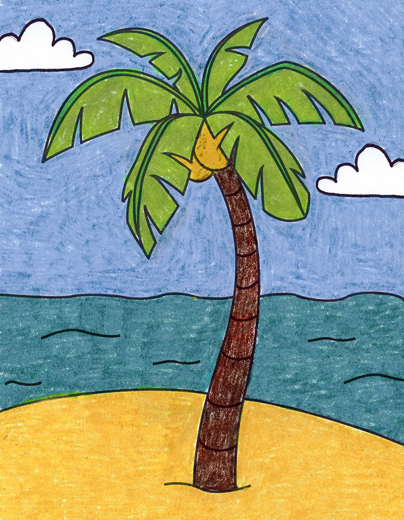 Easy How to Draw a Palm Tree Tutorial and Palm Tree Page
