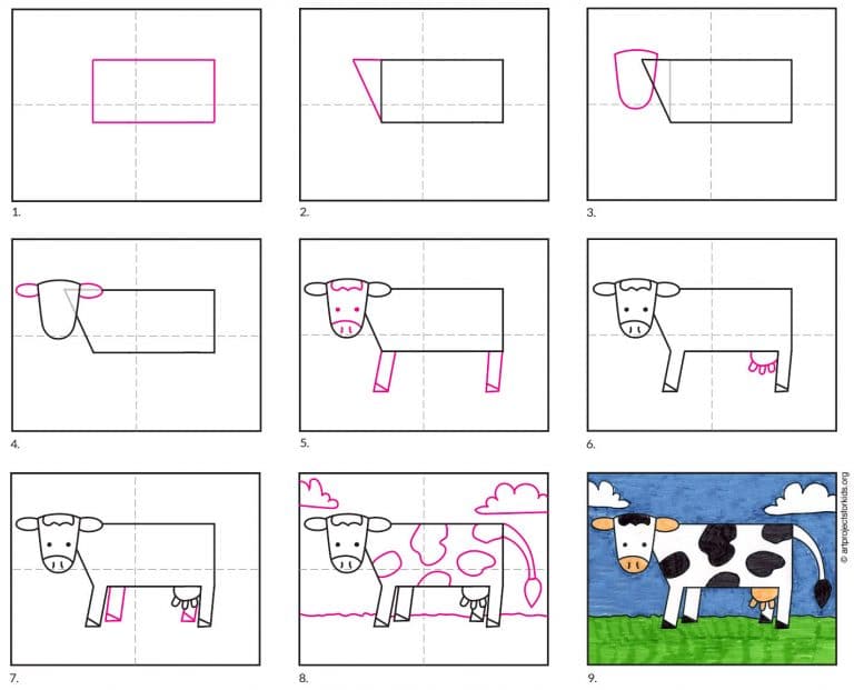 How to Draw an Easy Cow · Art Projects for Kids