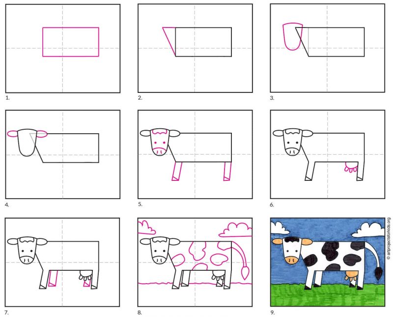 How To Draw An Easy Cow · Art Projects For Kids